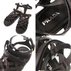 Prada 37 Leather Black Sandals Mesh — view 9