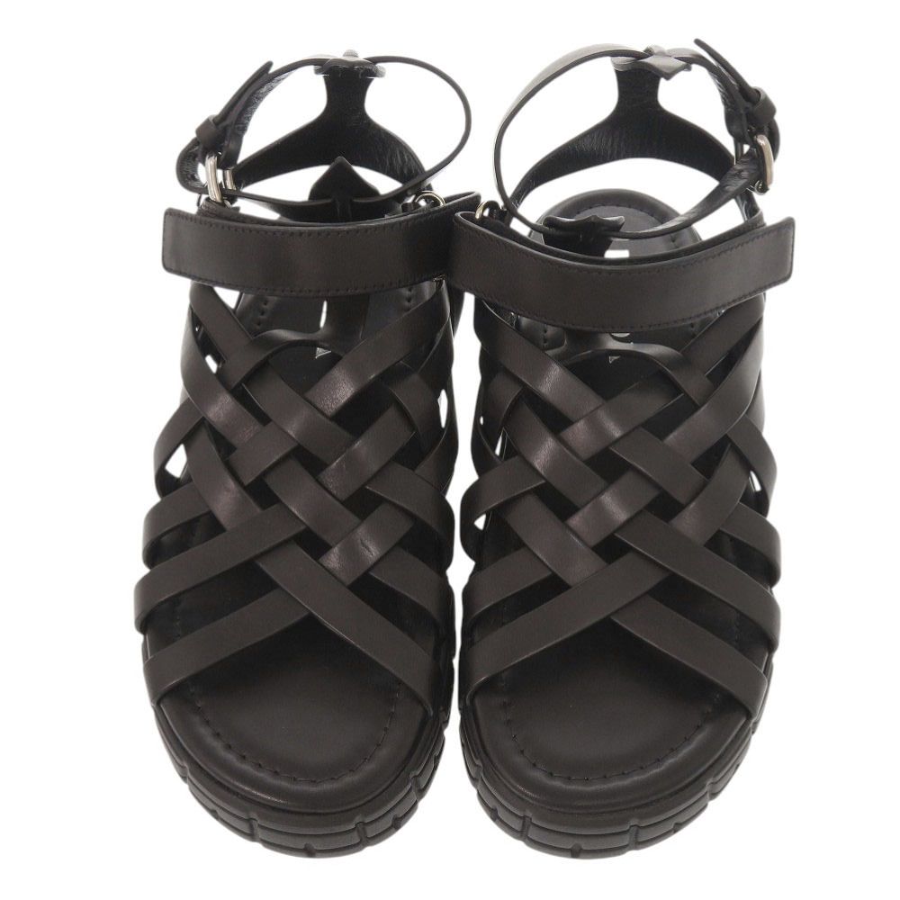 Prada 37 Leather Black Sandals Mesh — view 3