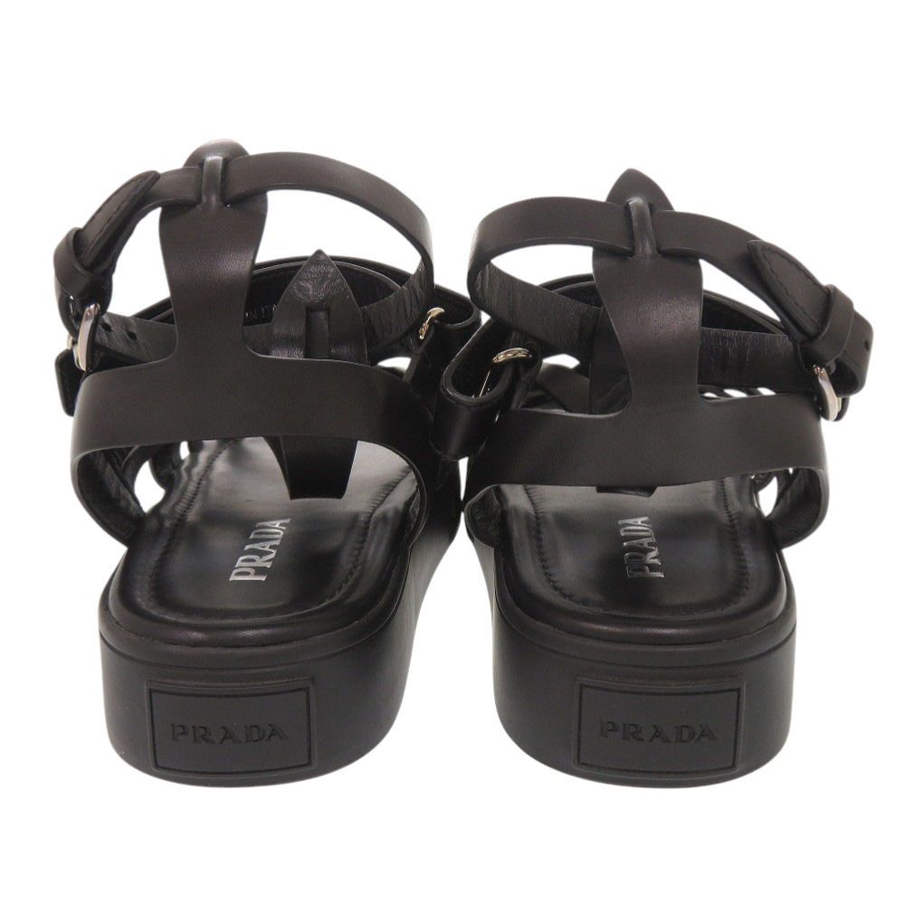 Prada 37 Leather Black Sandals Mesh — view 4