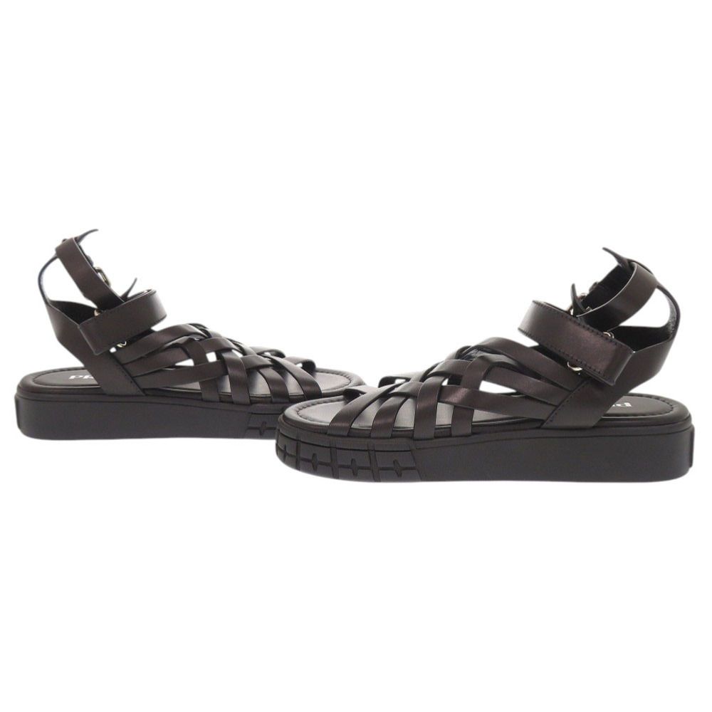 Prada 37 Leather Black Sandals Mesh — view 7