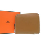 Hermes Azap Compact Silk in Gold Round Wallet Leather Brown — view 2