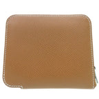 Hermes Azap Compact Silk in Gold Round Wallet Leather Brown — view 3
