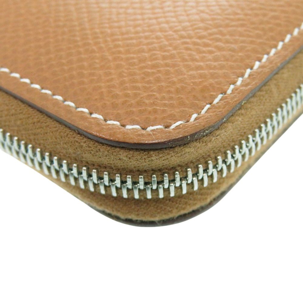 Hermes Azap Compact Silk in Gold Round Wallet Leather Brown — view 8