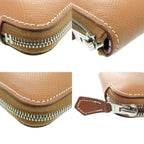 Hermes Azap Compact Silk in Gold Round Wallet Leather Brown — view 9