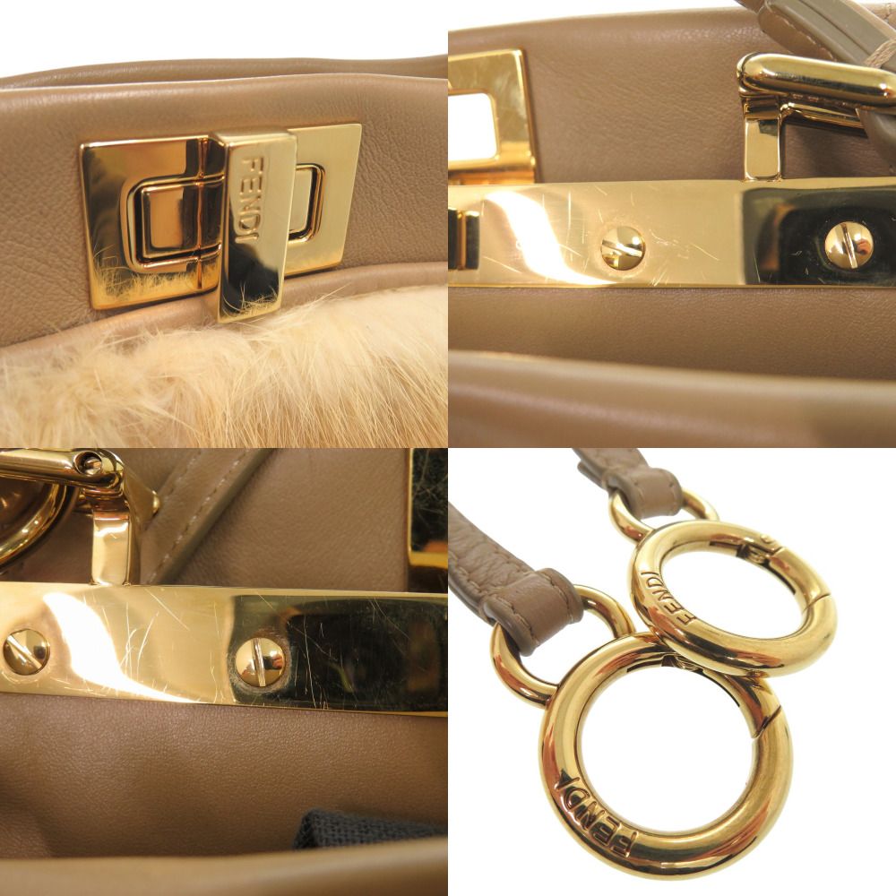 Fendi Peekaboo Mini 2-Way Handbag Mink Leather Beige — view 9