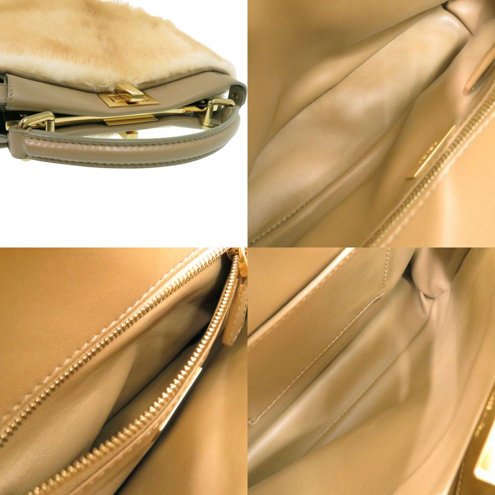 Fendi Peekaboo Mini 2-Way Handbag Mink Leather Beige — view 6