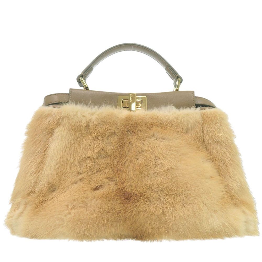 Fendi Peekaboo Mini 2-Way Handbag Mink Leather Beige — view 2