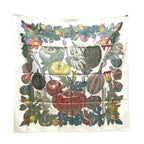 Hermes Scarf Citrouilles & Coloqu in Tes Pumpkin and Colocint Silk White Beige — view 6