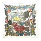 Hermes Scarf Citrouilles & Coloqu in Tes Pumpkin and Colocint Silk White Beige — view 7