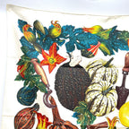 Hermes Scarf Citrouilles & Coloqu in Tes Pumpkin and Colocint Silk White Beige — view 2