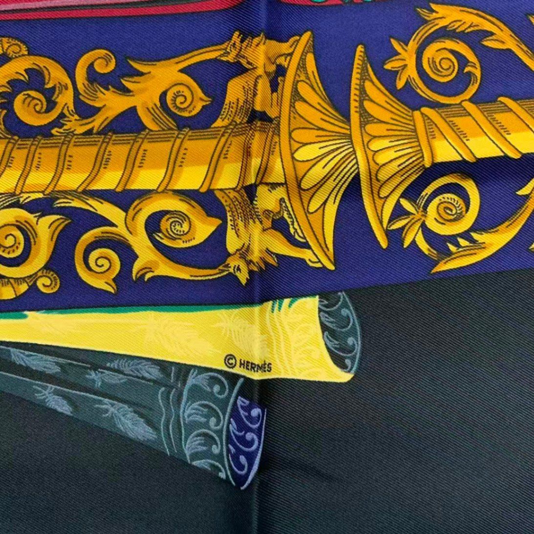 Hermes Carre 90 L Atlantide Atlantis Silk Scarf Black — view 7
