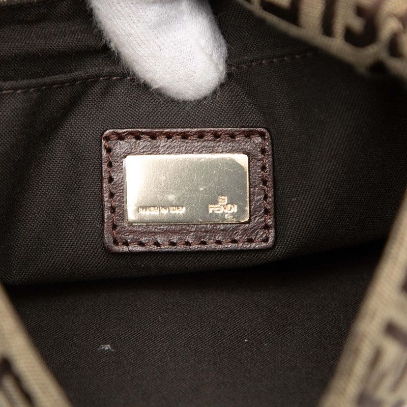 Fendi Zucchino Crossbody Shoulder Bag Brown Canvas Leather — view 6
