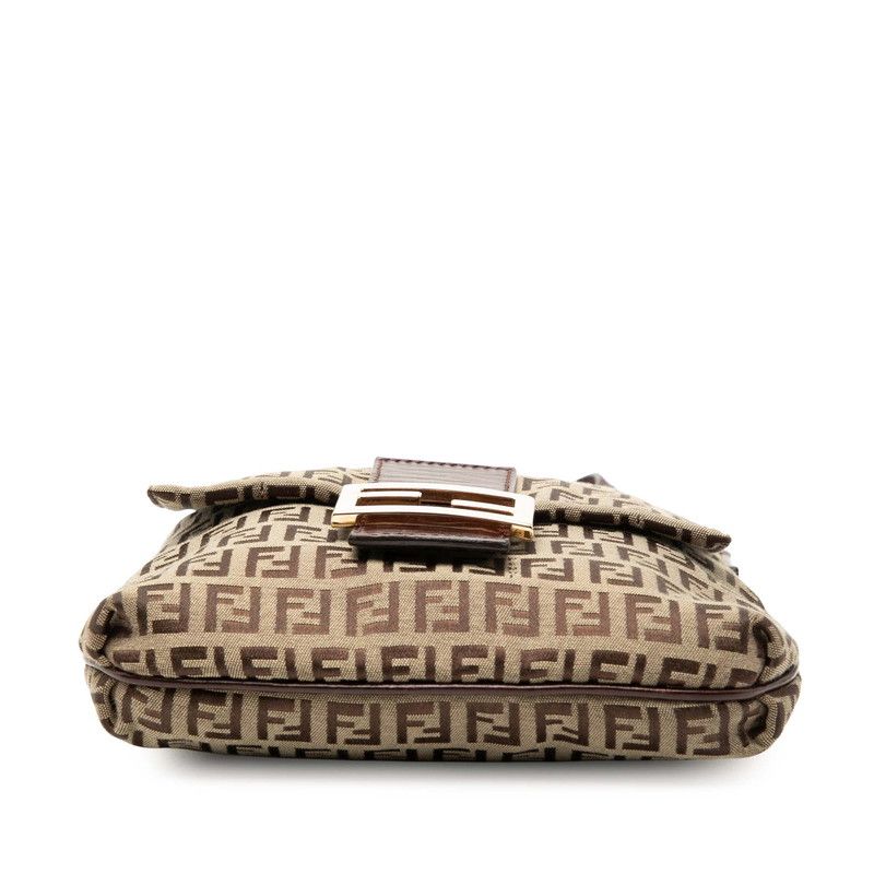 Fendi Zucchino Crossbody Shoulder Bag Brown Canvas Leather — view 3