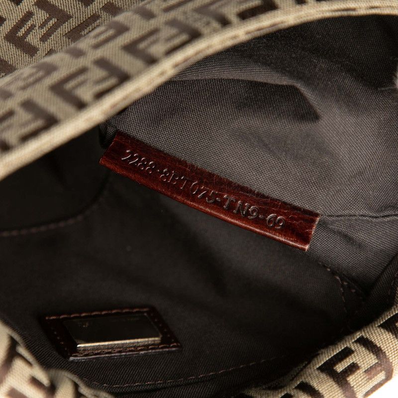 Fendi Zucchino Crossbody Shoulder Bag Brown Canvas Leather — view 5