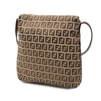 Fendi Zucchino Crossbody Shoulder Bag Brown Canvas Leather — view 2