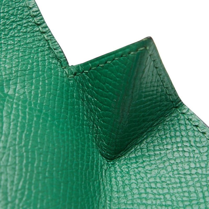 Hermes Levain Quatre Coin Purse Green Leather — view 6