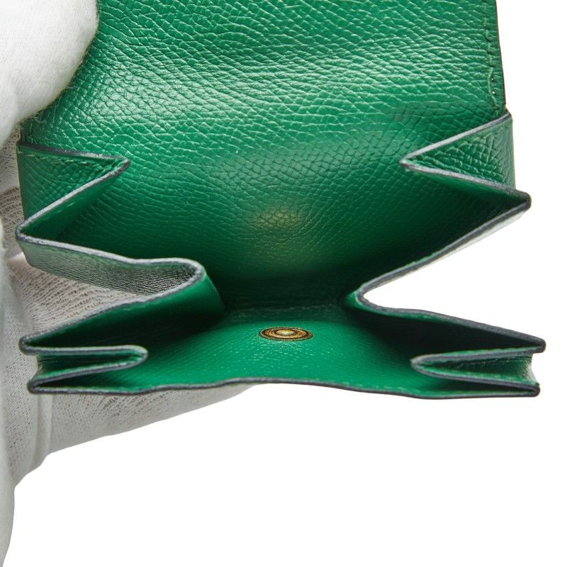 Hermes Levain Quatre Coin Purse Green Leather — view 7