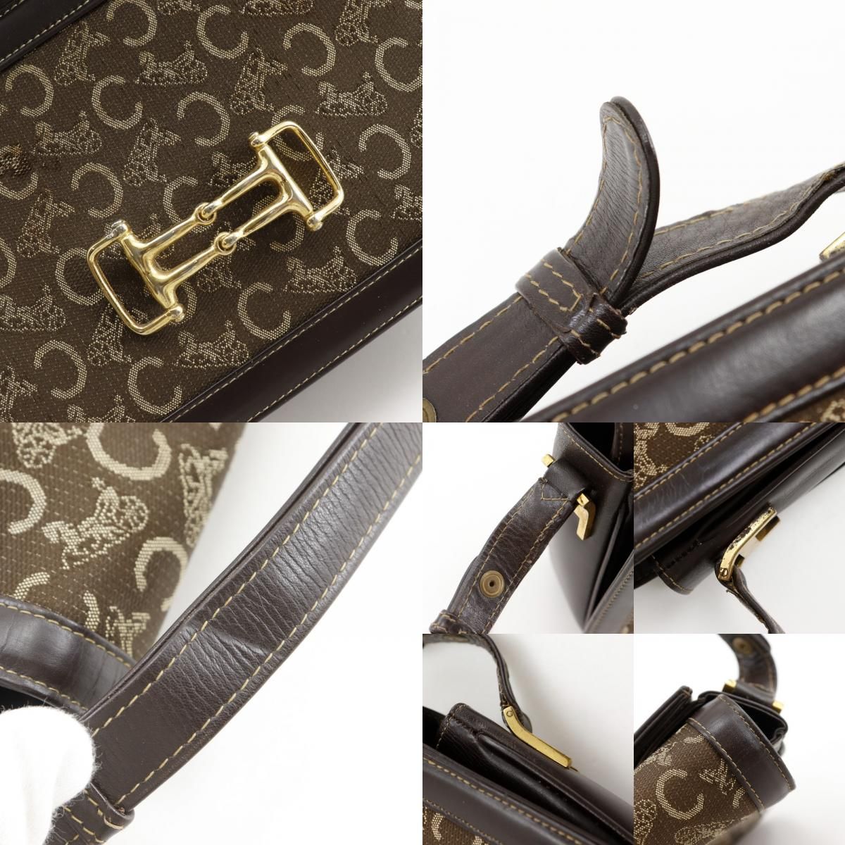 Celine Vintage Canvas Calf Brown Handbag — view 9