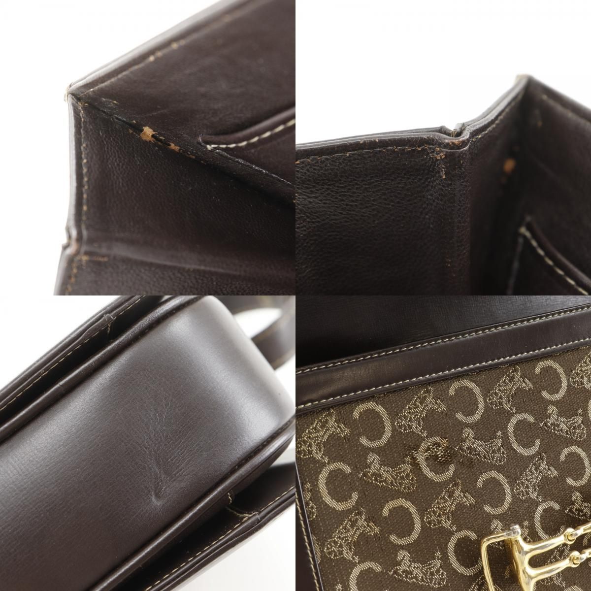 Celine Vintage Canvas Calf Brown Handbag — view 8