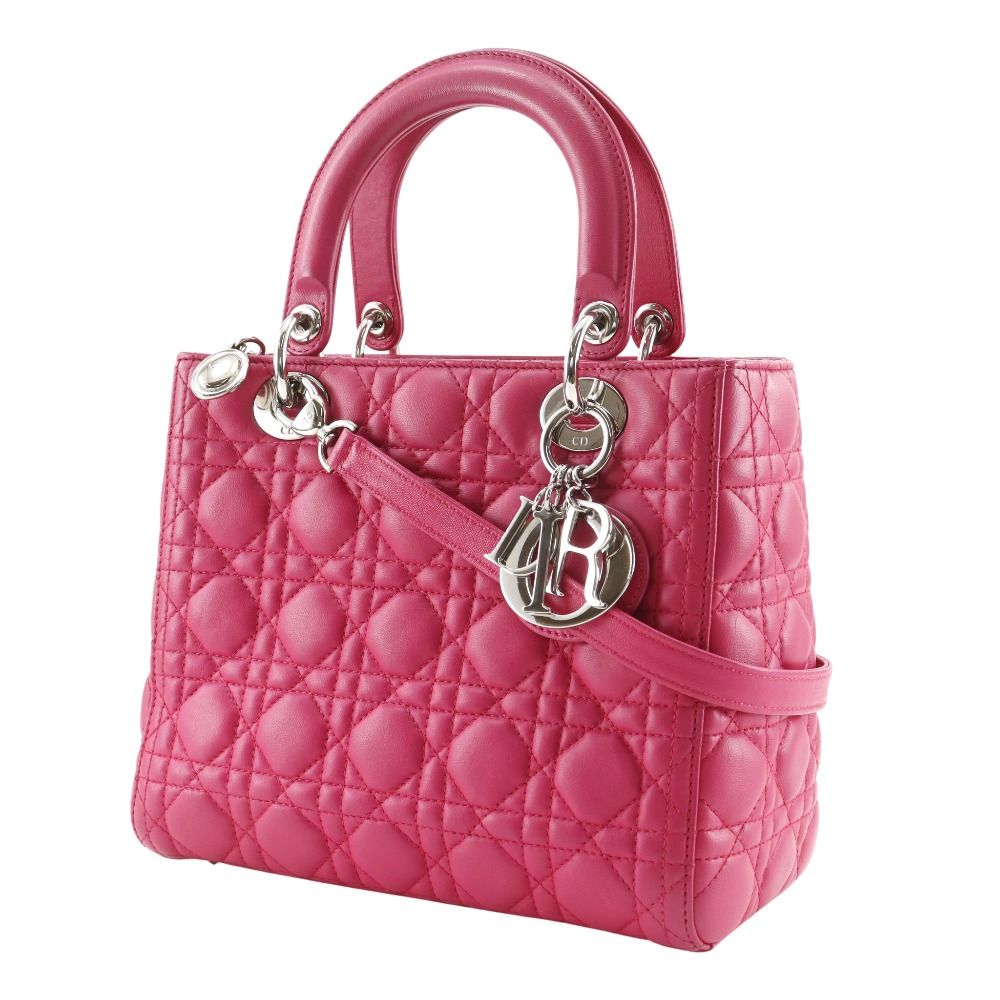 Dior Christian Cannage 2-Way Shoulder Leather Fuchsia — view 2