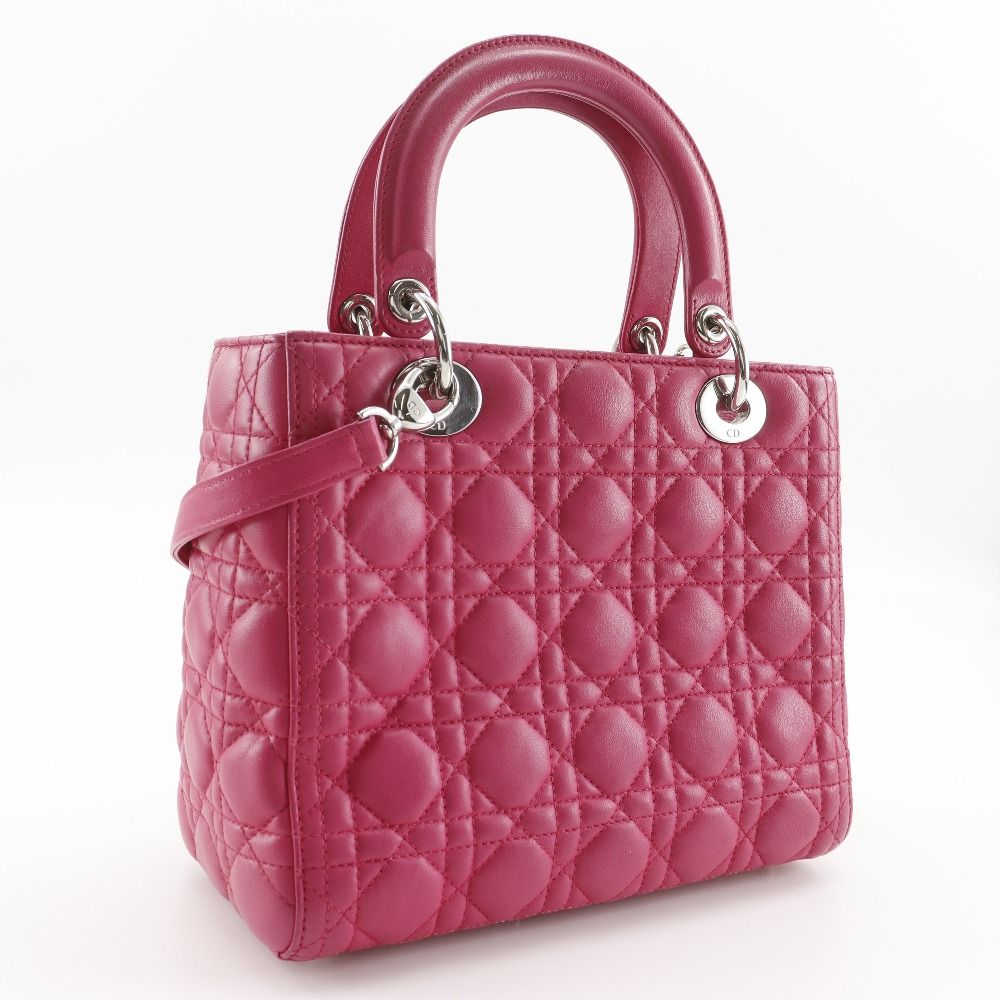Dior Christian Cannage 2-Way Shoulder Leather Fuchsia — view 3