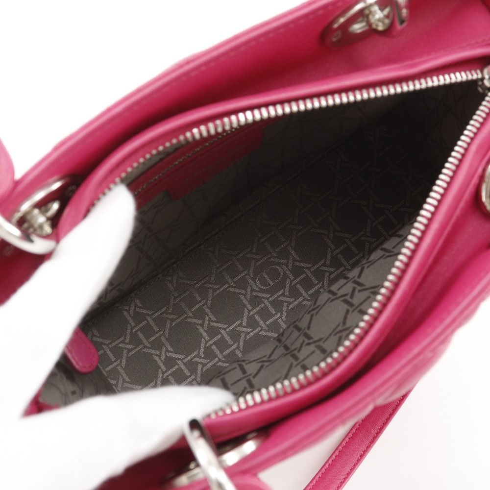 Dior Christian Cannage 2-Way Shoulder Leather Fuchsia — view 6