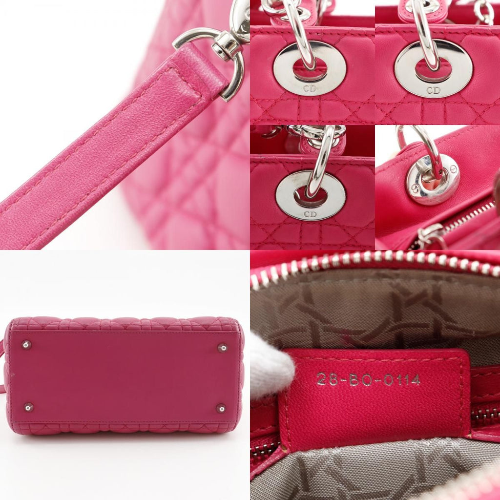 Dior Christian Cannage 2-Way Shoulder Leather Fuchsia — view 9