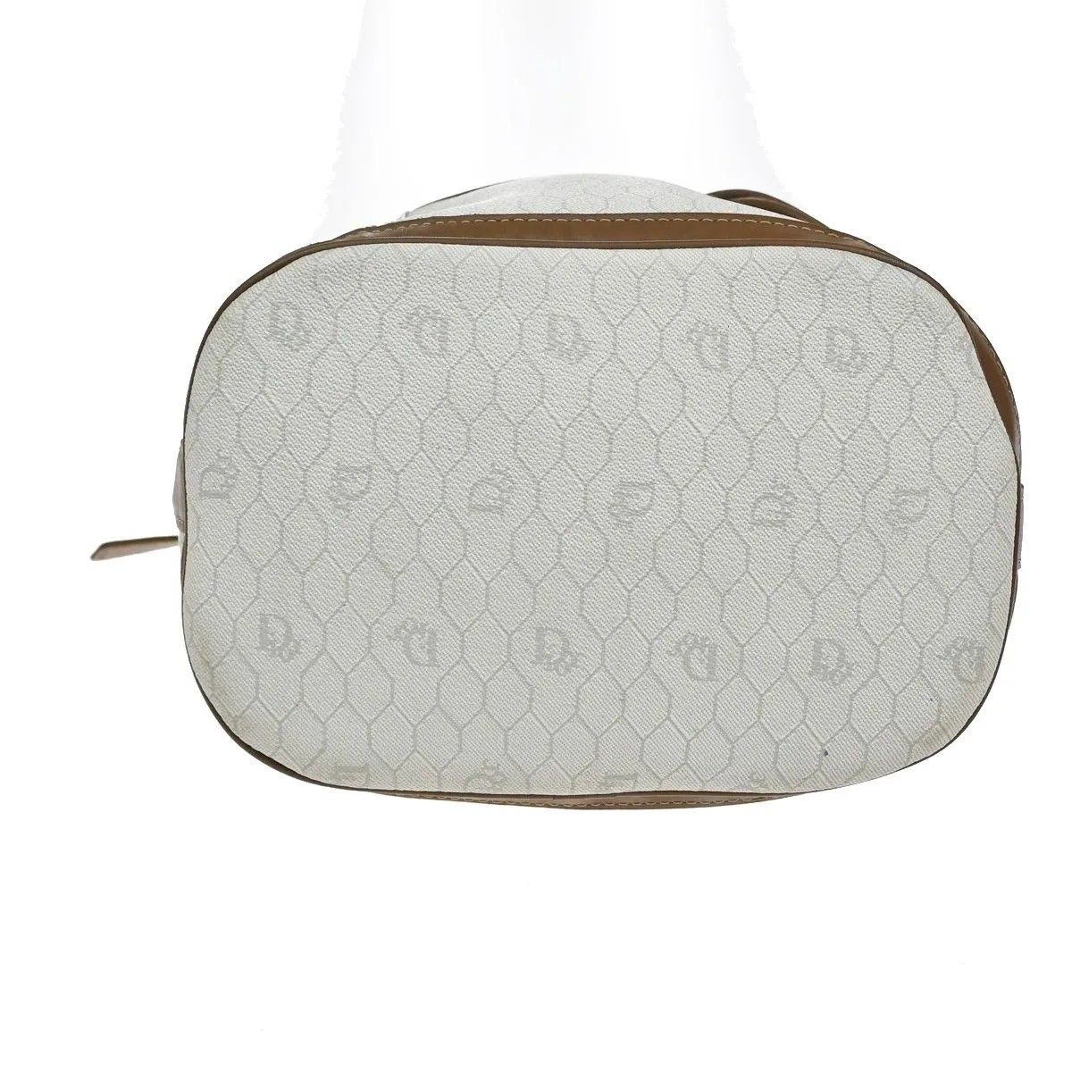 Dior Christian Shoulder Bag Honeycomb Drawstring White Brown Leather Vintage — view 6