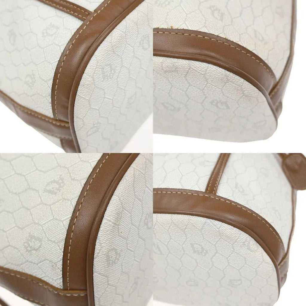 Dior Christian Shoulder Bag Honeycomb Drawstring White Brown Leather Vintage — view 7