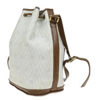 Dior Christian Shoulder Bag Honeycomb Drawstring White Brown Leather Vintage — view 4