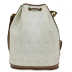 Dior Christian Shoulder Bag Honeycomb Drawstring White Brown Leather Vintage — view 3