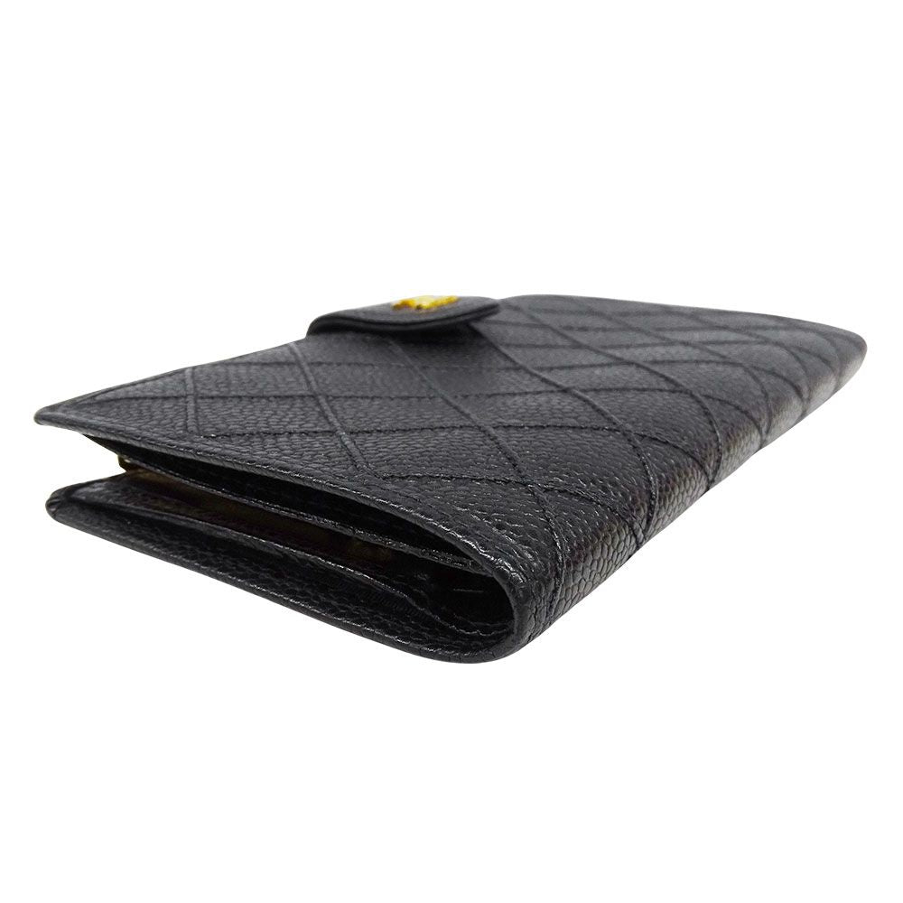 Chanel Wallet Long Bicolor Caviar Leather Black Gold — view 3