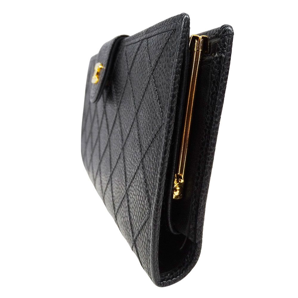 Chanel Wallet Long Bicolor Caviar Leather Black Gold — view 4