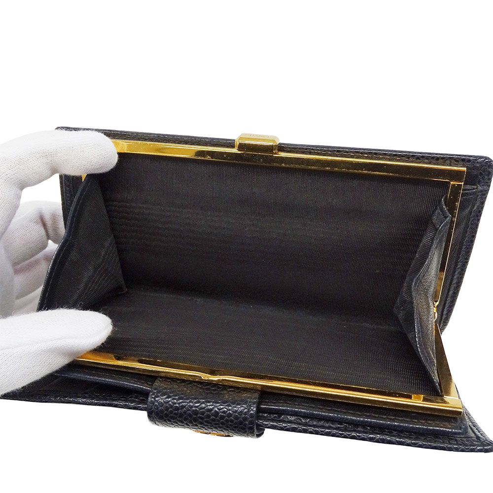 Chanel Wallet Long Bicolor Caviar Leather Black Gold — view 9