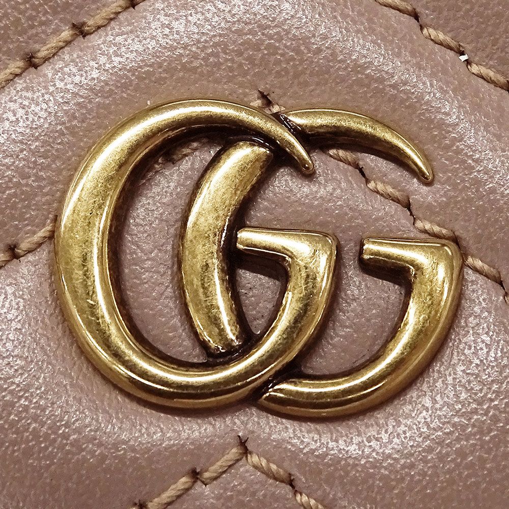 Gucci Wallet Bifold Leather Pink Beige Petit Marmont — view 9
