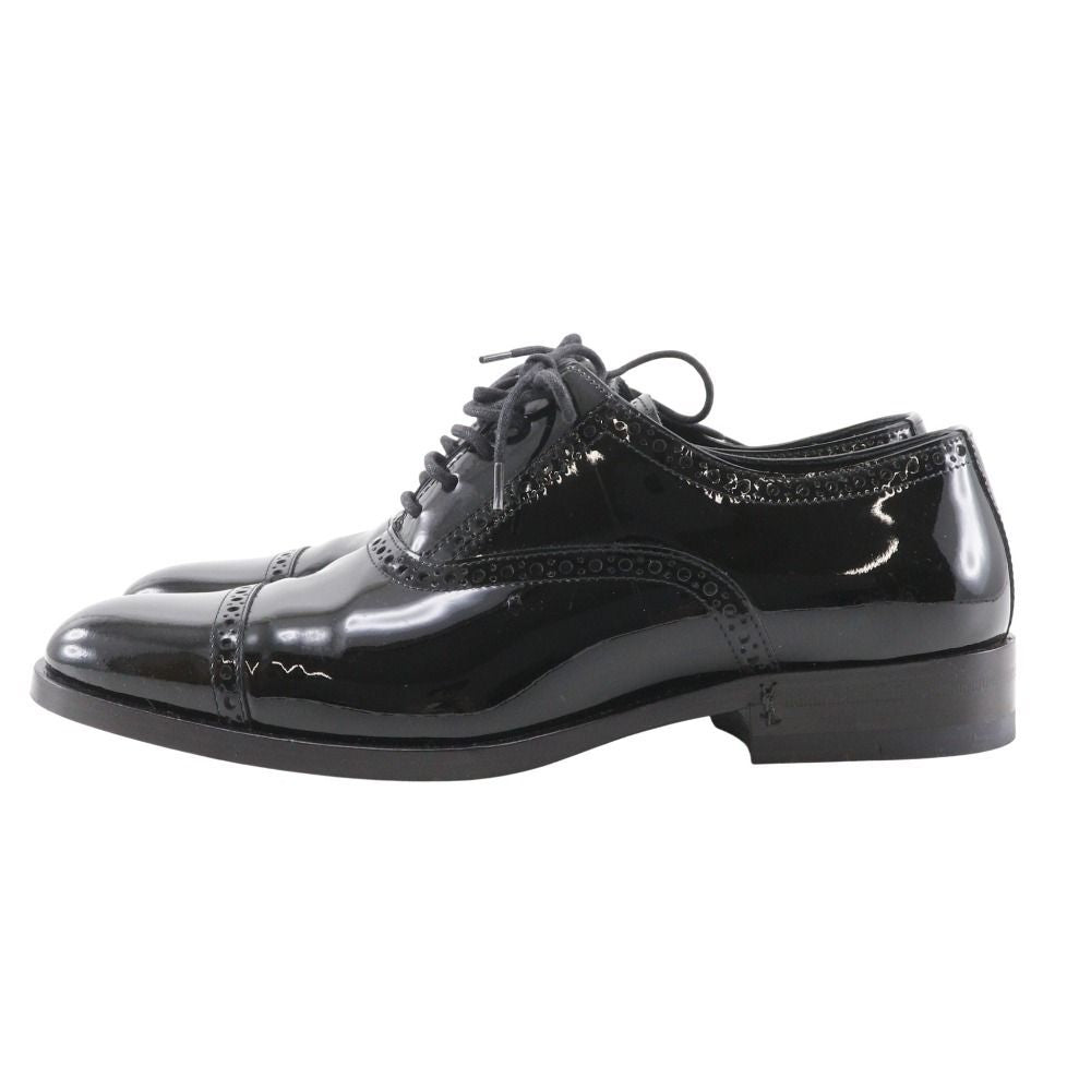 Saint Laurent Lace Up Straight Tip Enamel Black Dress Shoes — view 2