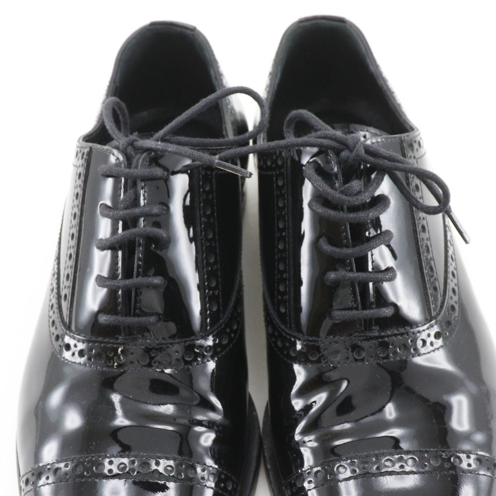 Saint Laurent Lace Up Straight Tip Enamel Black Dress Shoes — view 7