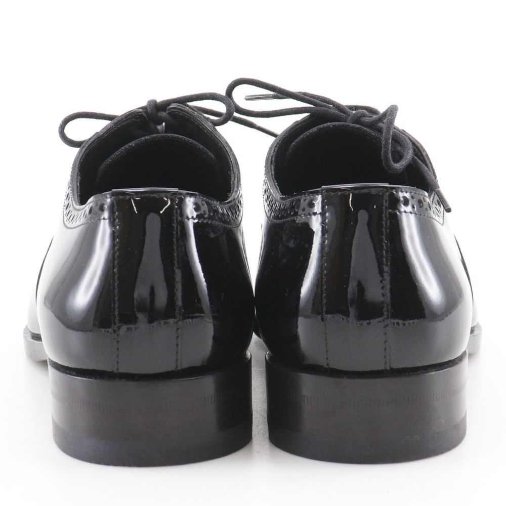 Saint Laurent Lace Up Straight Tip Enamel Black Dress Shoes — view 3