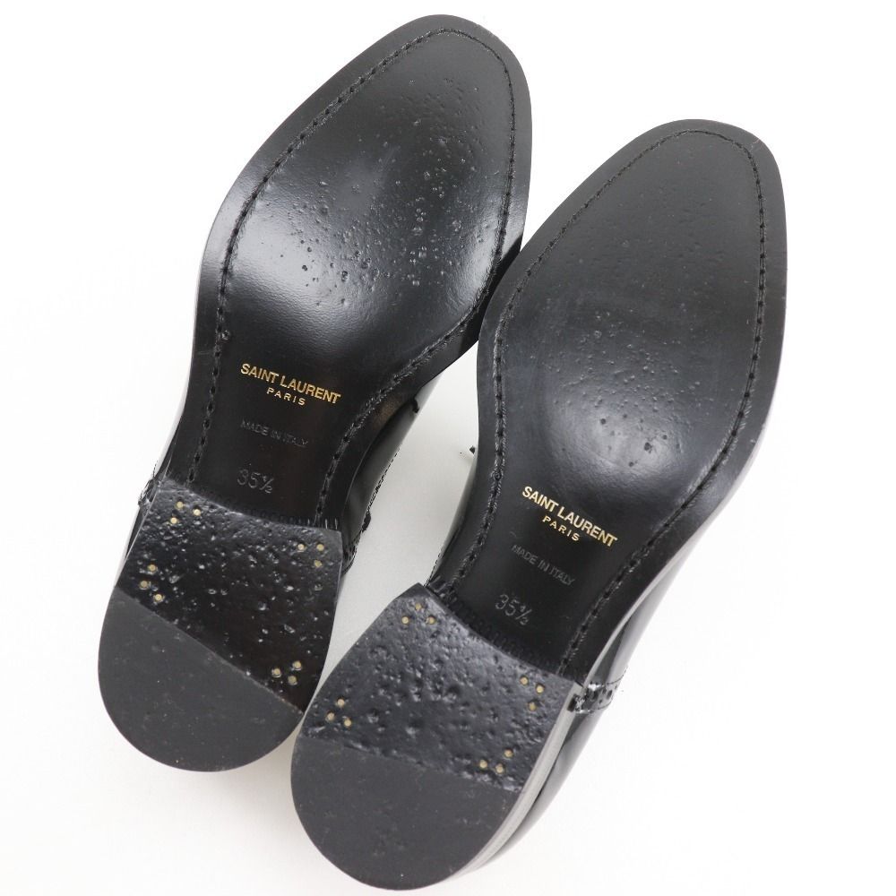 Saint Laurent Lace Up Straight Tip Enamel Black Dress Shoes — view 5