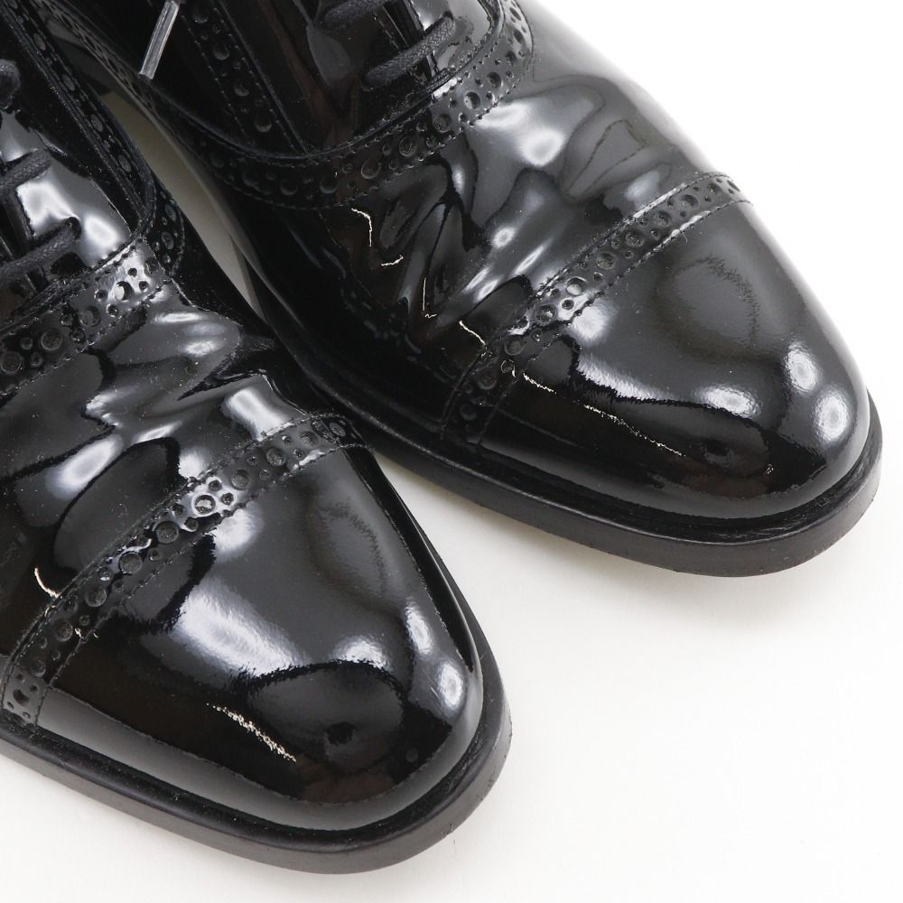 Saint Laurent Lace Up Straight Tip Enamel Black Dress Shoes — view 4
