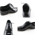 Saint Laurent Lace Up Straight Tip Enamel Black Dress Shoes — view 8