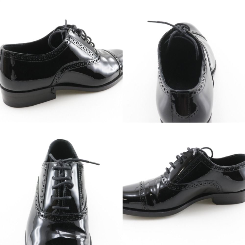 Saint Laurent Lace Up Straight Tip Enamel Black Dress Shoes — view 8