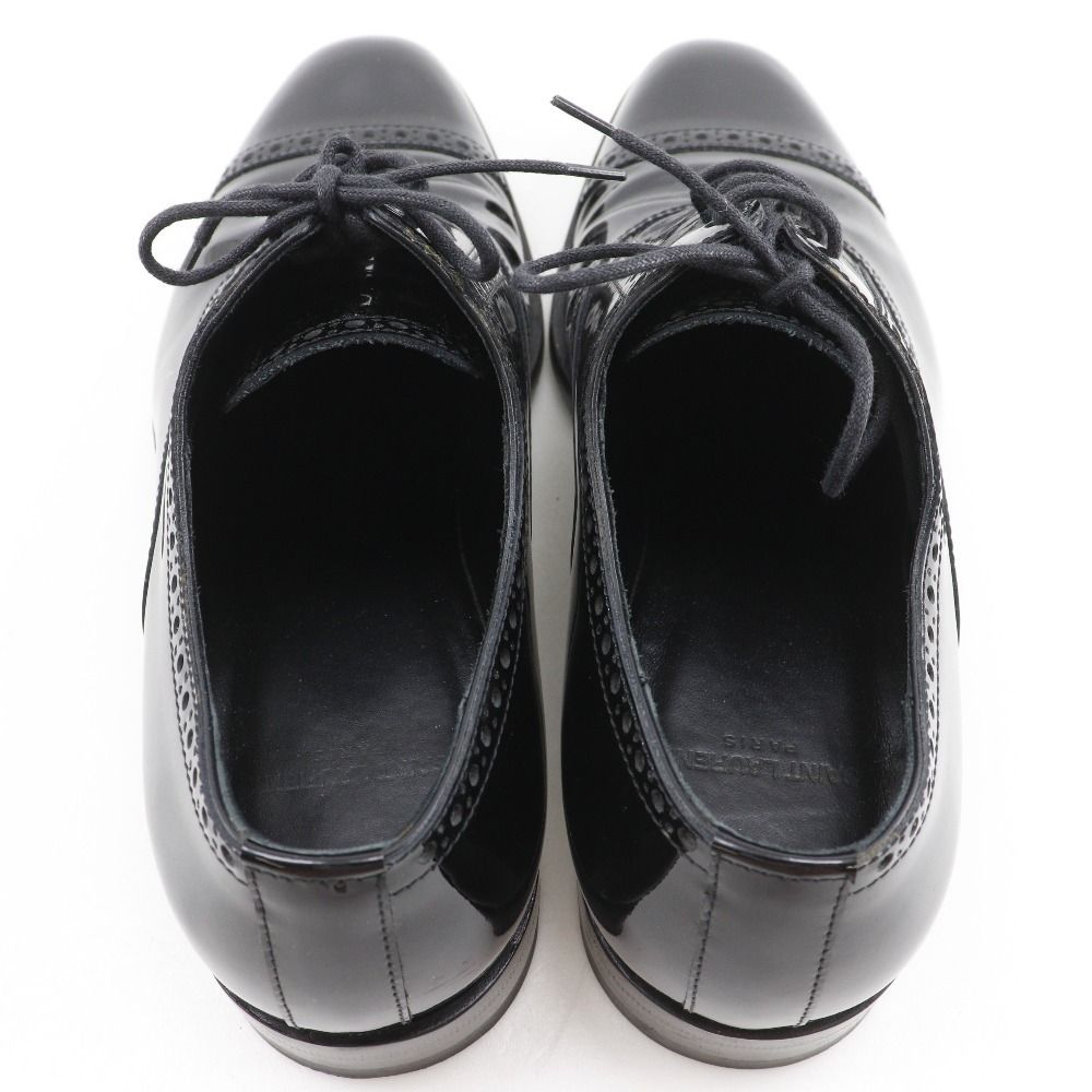 Saint Laurent Lace Up Straight Tip Enamel Black Dress Shoes — view 6