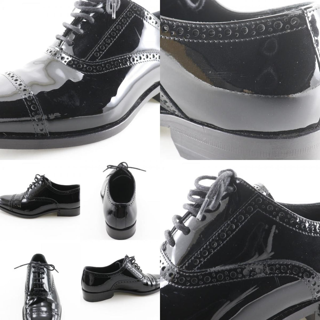 Saint Laurent Lace Up Straight Tip Enamel Black Dress Shoes — view 9