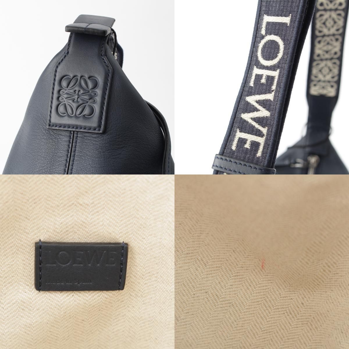 Loewe Leather Cubby Crossbody Shoulder Bag Deep Navy — view 8