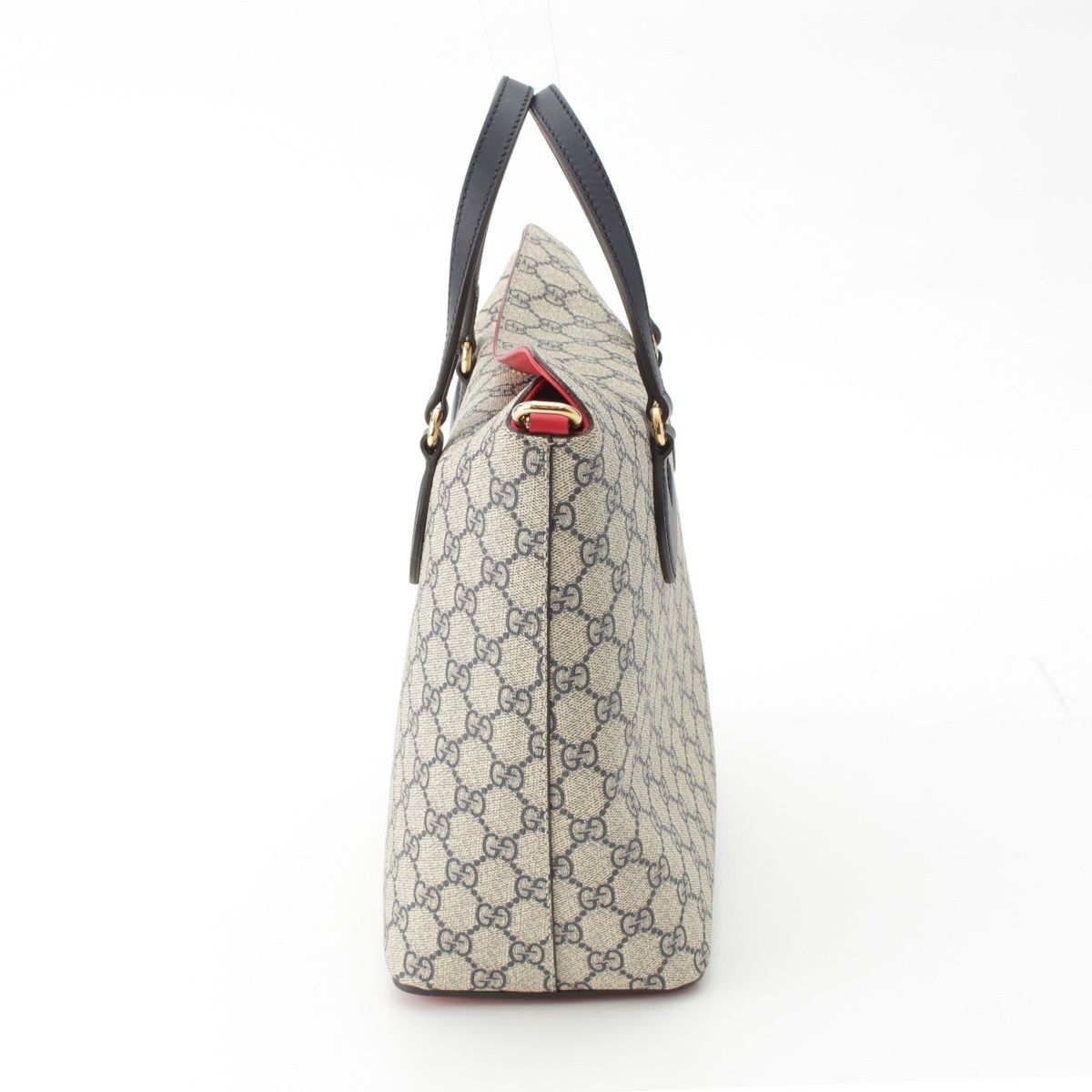 Gucci GG Supreme 2-Way Handbag Navy Beige Red — view 3