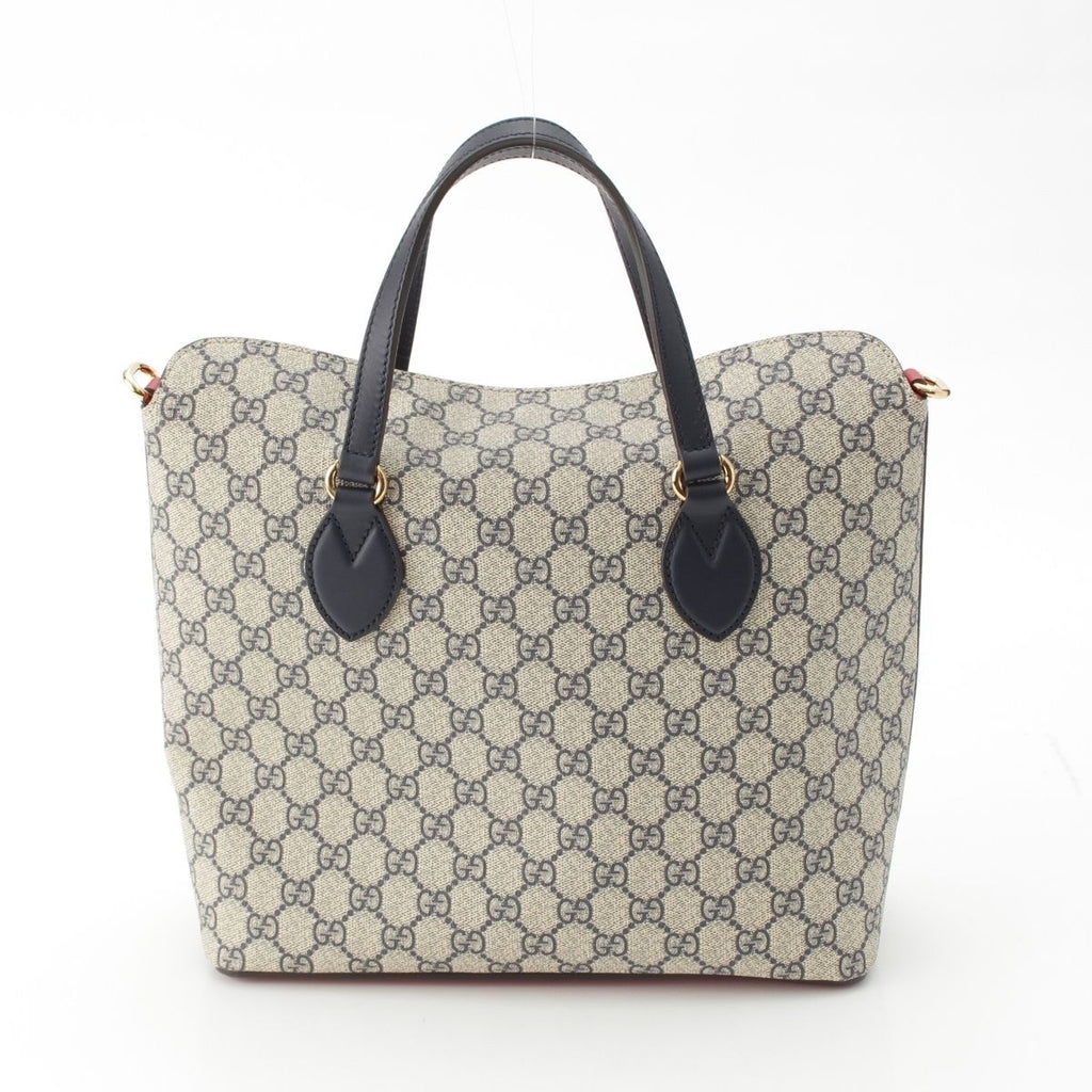Gucci GG Supreme 2-Way Handbag Navy Beige Red — view 4