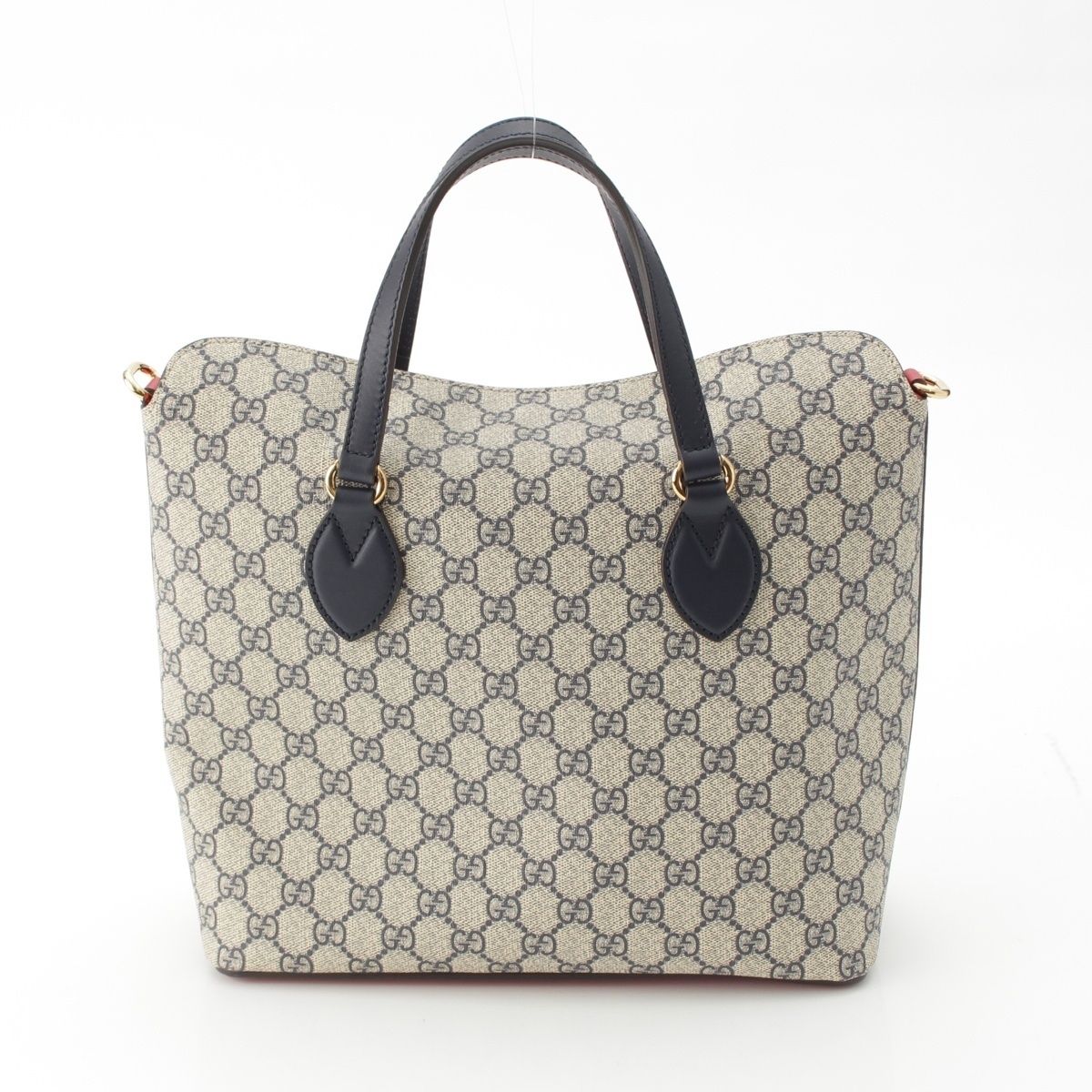 Gucci GG Supreme 2-Way Handbag Navy Beige Red — view 4