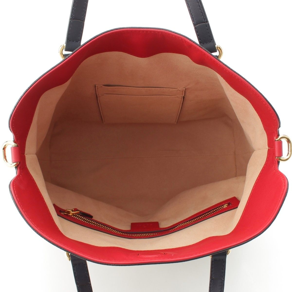 Gucci GG Supreme 2-Way Handbag Navy Beige Red — view 6