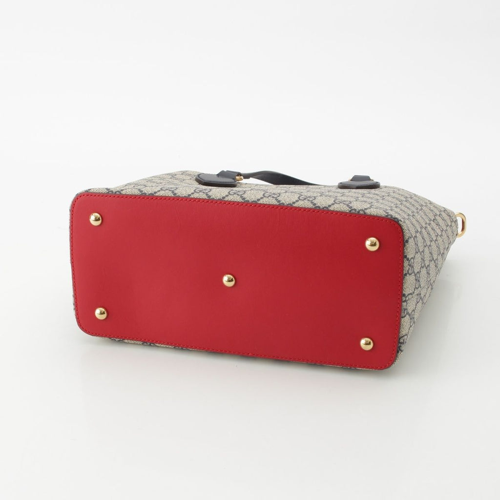 Gucci GG Supreme 2-Way Handbag Navy Beige Red — view 5